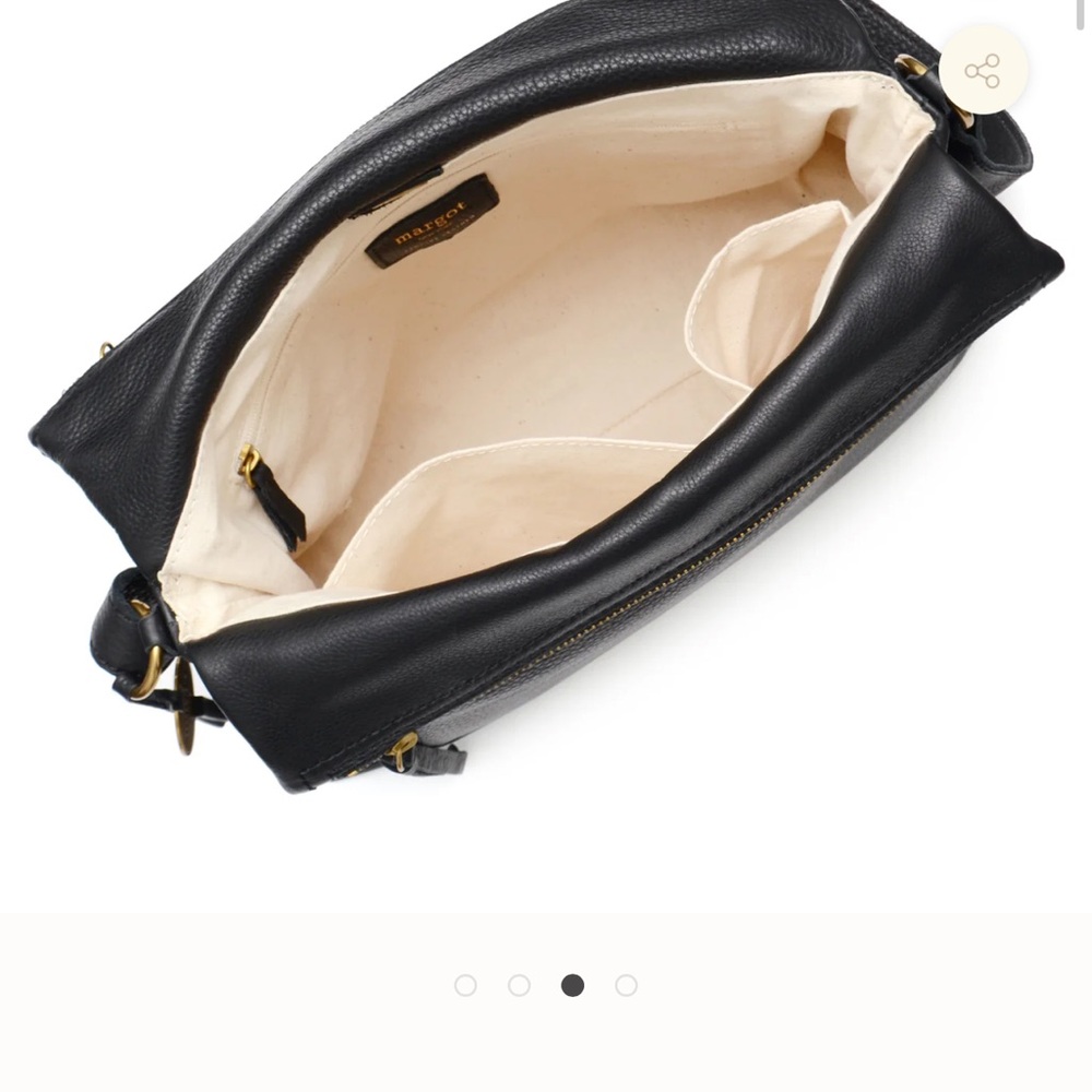 margot Black Pebbled Leather Crossbody with Gold Zippers - Picture 3 of 13